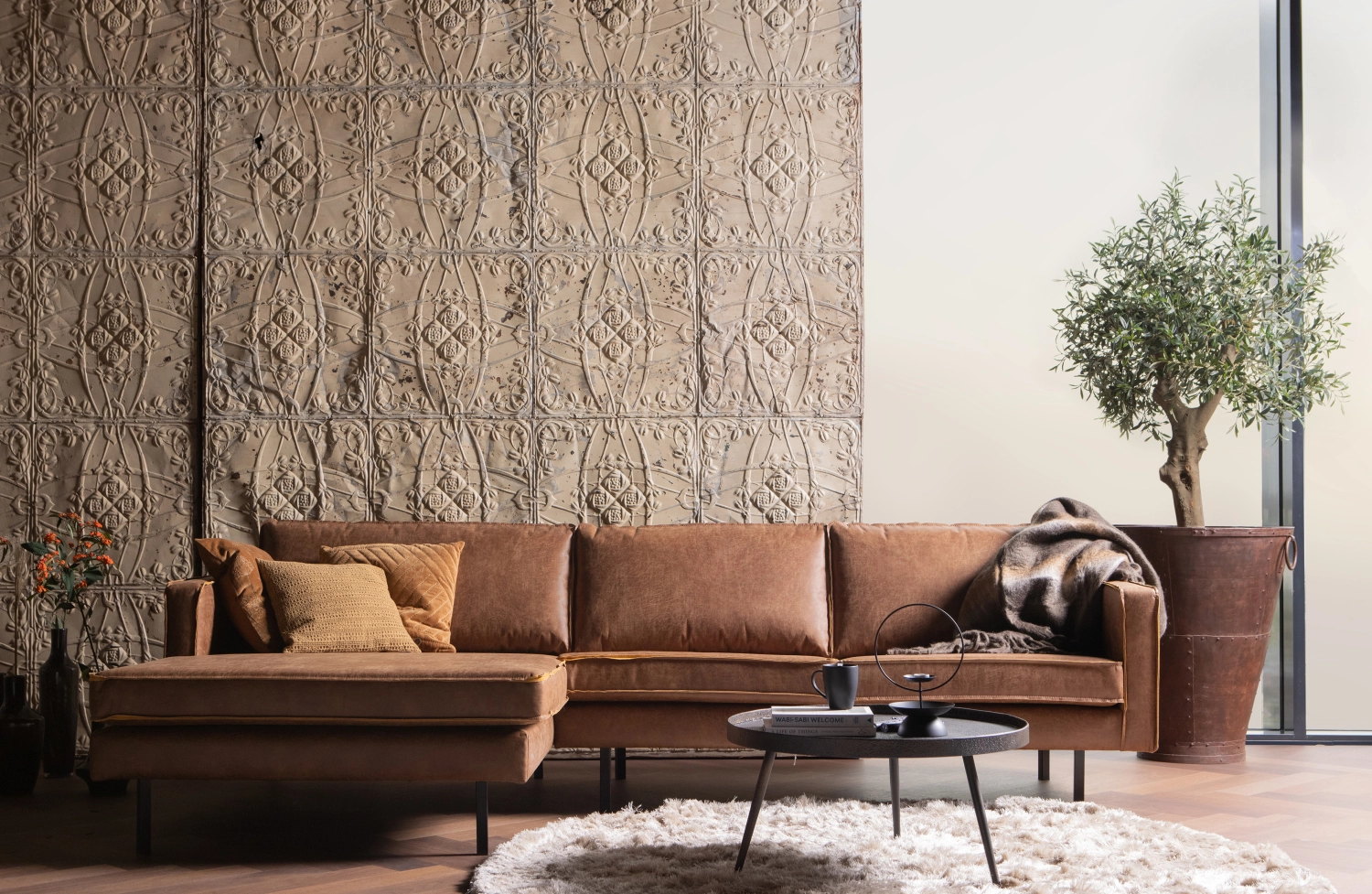 Rent a Sofa chaise longue Rodeo left (cognac)? Rent at KeyPro furniture rental!