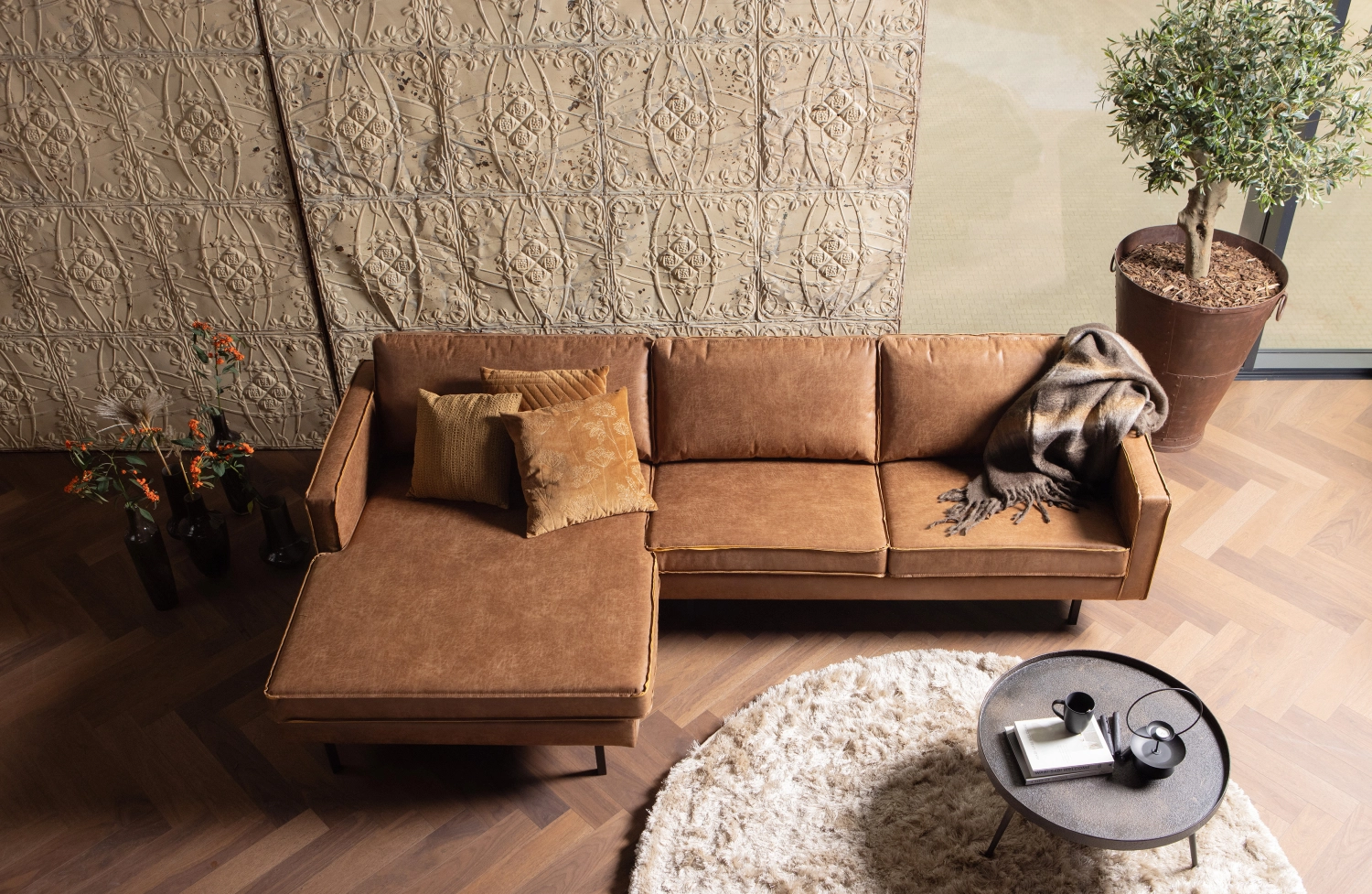 Rent a Sofa chaise longue Rodeo left (cognac)? Rent at KeyPro furniture rental!