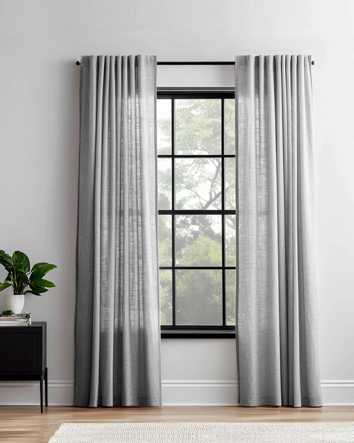 Fensterabschlussvorhänge leicht lichtdurchlässig (grau) mieten? Mieten Sie bei KeyPro Möbelverleih!