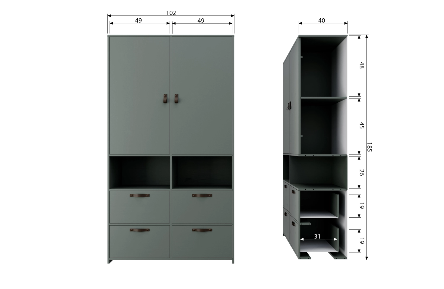 Bühnenschrank Kiefer (grün) mieten? Mieten Sie bei KeyPro Möbelverleih!