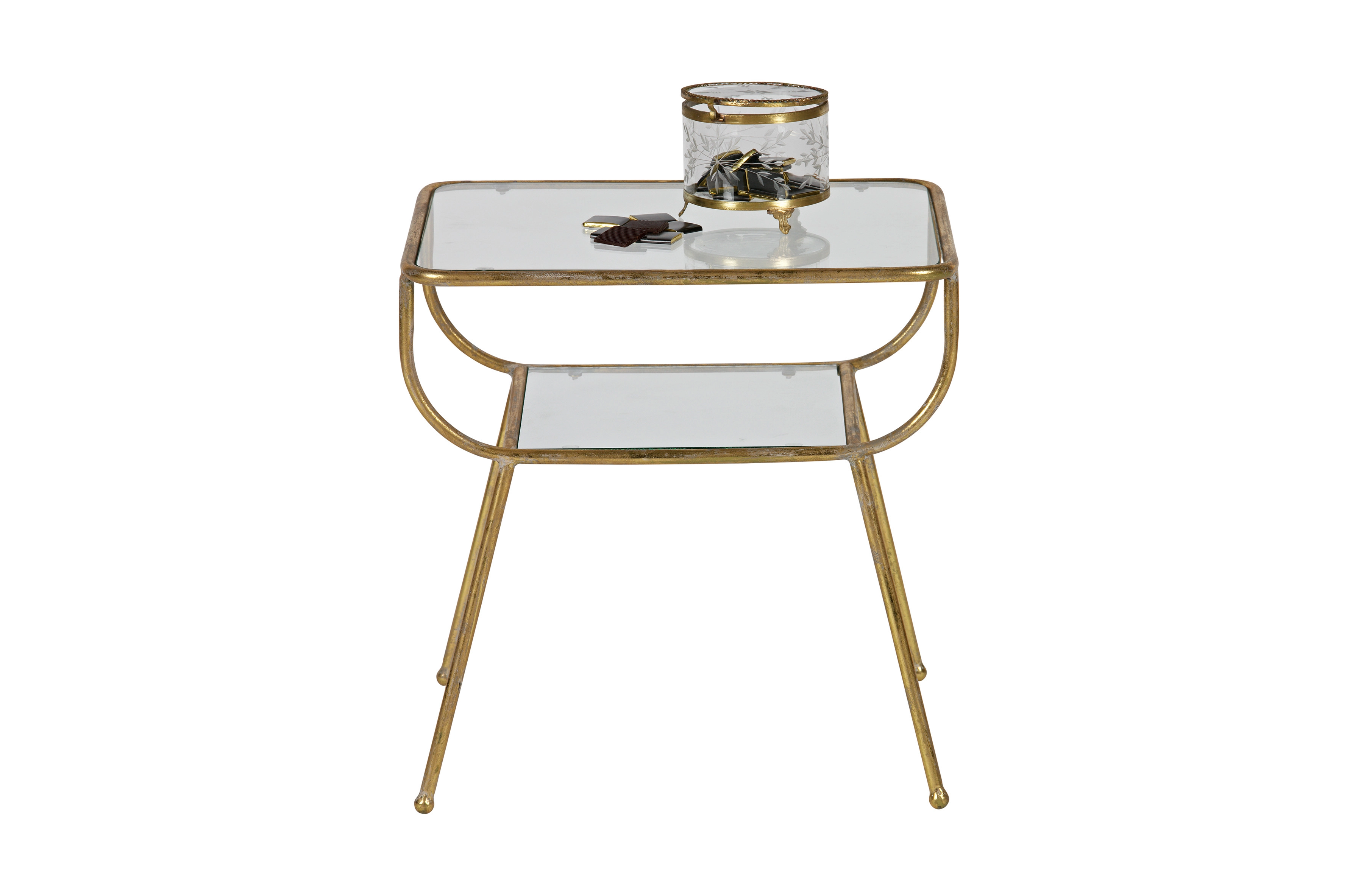 Rent a Side table Amazing metal/glass (antique brass)? Rent at KeyPro furniture rental!